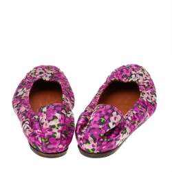 Pre Owned Lanvin Multicolor Floral Print Fabric Scrunch Ballet Flats Size 38