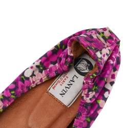 Pre Owned Lanvin Multicolor Floral Print Fabric Scrunch Ballet Flats Size 38