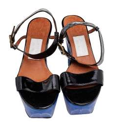 Lanvin Patent Leather Ankle Strap Sandals Size 38
