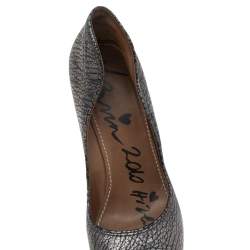 Lanvin Metallic Silver Leather Pointed Toe Platform Pumps Size 37