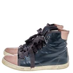 Pre Owned Lanvin Multicolour Leather High Ankle Length Sneakers Size 37