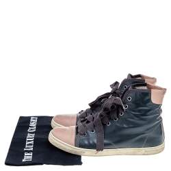 Pre Owned Lanvin Multicolour Leather High Ankle Length Sneakers Size 37