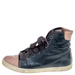 Pre Owned Lanvin Multicolour Leather High Ankle Length Sneakers Size 37