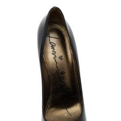 Pre Owned Lanvin Black Leather Platform Pumps Size 39