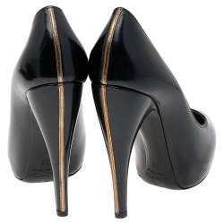 Pre Owned Lanvin Black Leather Platform Pumps Size 39