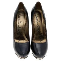 Pre Owned Lanvin Black Leather Platform Pumps Size 39