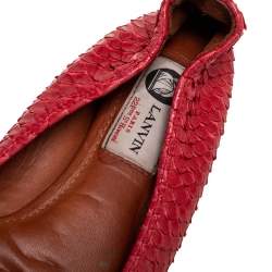 Lanvin Red Python Leather Scrunch Ballet Flats Size 36