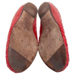 Lanvin Red Python Leather Scrunch Ballet Flats Size 36