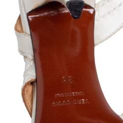 Pre Owned Lanvin Off White Satin Strappy Sandals Size 38