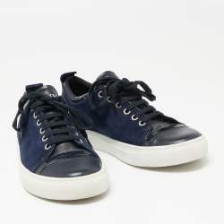 Pre Owned Lanvin Navy Blue/Black Suede and Leather DDB1 Low Top Sneakers Size 38 