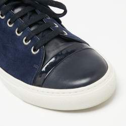 Pre Owned Lanvin Navy Blue/Black Suede and Leather DDB1 Low Top Sneakers Size 38 