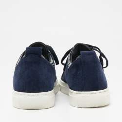 Pre Owned Lanvin Navy Blue/Black Suede and Leather DDB1 Low Top Sneakers Size 38 
