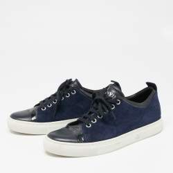 Pre Owned Lanvin Navy Blue/Black Suede and Leather DDB1 Low Top Sneakers Size 38 