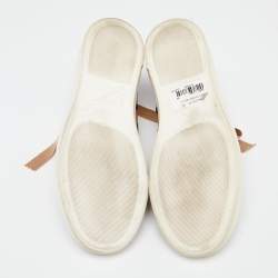 Pre Owned Lanvin Brown Croc Embossed And Leather Low Top Sneakers Size 36