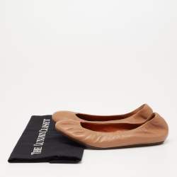 Pre Owned Lanvin  Brown Leather Scrunch Ballet Flats Size 36