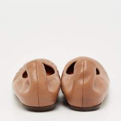 Pre Owned Lanvin  Brown Leather Scrunch Ballet Flats Size 36