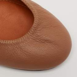 Pre Owned Lanvin  Brown Leather Scrunch Ballet Flats Size 36