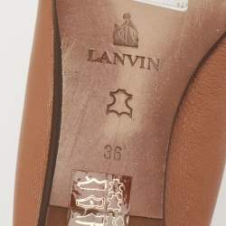 Pre Owned Lanvin  Brown Leather Scrunch Ballet Flats Size 36