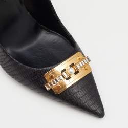 Pre Owned Lanvin Black Leather Embellished Pumps Size 38