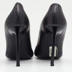 Pre Owned Lanvin Black Leather Embellished Pumps Size 38