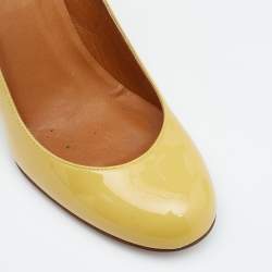 Pre Owned Lanvin Yellow Patent Leather Wedge Pumps Size 37