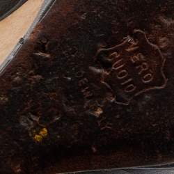 Pre Owned Lanvin Black/Beige Leather Wedge Platform Ankle Cuff Pumps Size 39