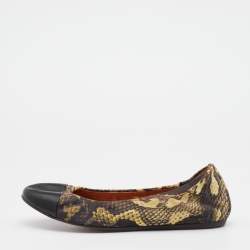 Lanvin Multicolor Printed Fabric and Leather Scrunch Ballet Flats Size 38