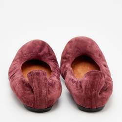 Pre Owned Lanvin Burgundy Suede Scrunch Ballet Flats Size 39