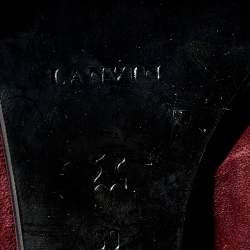 Pre Owned Lanvin Burgundy Suede Scrunch Ballet Flats Size 39