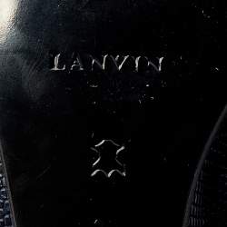 Pre Owned Lanvin Blue Snakeskin Embossed Leather Scrunch Ballet Flats Size 39