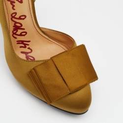 Pre Owned Lanvin Olive Green Satin Bow Detail Platform D'orsay Pumps Size 40