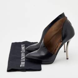 Pre Owned Lanvin Black Leather D'orsay Booties Size 40