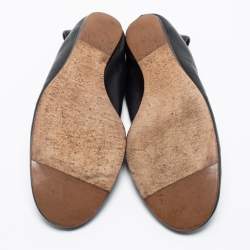 Pre Owned Lanvin Black Leather Scrunch Ballet Flats Size 39.5