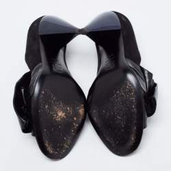 Pre Owned Lanvin Black Leather Knotted Bow Peep Toe Pumps Size 38.5