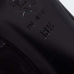 Pre Owned Lanvin Black Leather Knotted Bow Peep Toe Pumps Size 38.5