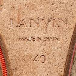 Pre Owned Lanvin Orange Fabric Espadrilles Wedge Ankle Wrap Sandals Size 40