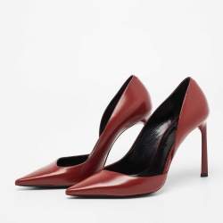 Pre Owned Lanvin Red Leather Pointed Toe D'orsay Pumps Size 38.5