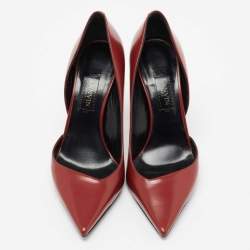 Pre Owned Lanvin Red Leather Pointed Toe D'orsay Pumps Size 38.5