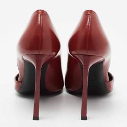 Pre Owned Lanvin Red Leather Pointed Toe D'orsay Pumps Size 38.5