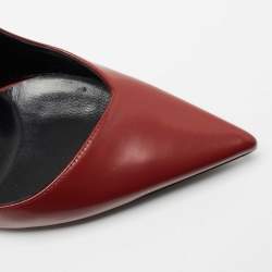 Pre Owned Lanvin Red Leather Pointed Toe D'orsay Pumps Size 38.5