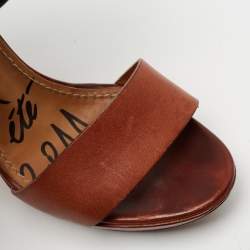 Lanvin Black/Brown Leather Ankle Strap Wedge Sandals Size 37