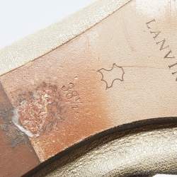 Pre Owned Lanvin Metallic Beige Leather Peep Toe Ballet Flats Size 38.5