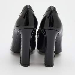 Pre Owned Lanvin Black Patent Leather Bow Detail Pumps Size 39