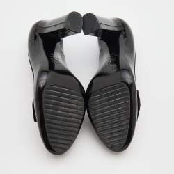 Pre Owned Lanvin Black Patent Leather Bow Detail Pumps Size 39