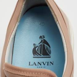 Lanvin Dusty Pink Leather and Patent Cap Toe Low-Top Sneakers Size 40