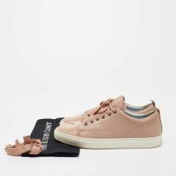 Lanvin Dusty Pink Leather and Patent Cap Toe Low-Top Sneakers Size 40
