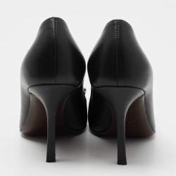 Pre Owned Lanvin Black Leather Crystal Embellished Pumps Size 36