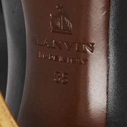 Pre Owned Lanvin Black Leather V Neck Pumps Size 35