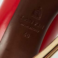 Pre Owned Lanvin Red Black Leather Cap Toe Pumps Size 40