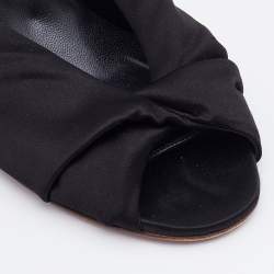 Pre Owned Lanvin Black Satin Pleated Open Toe Mules Size 40
